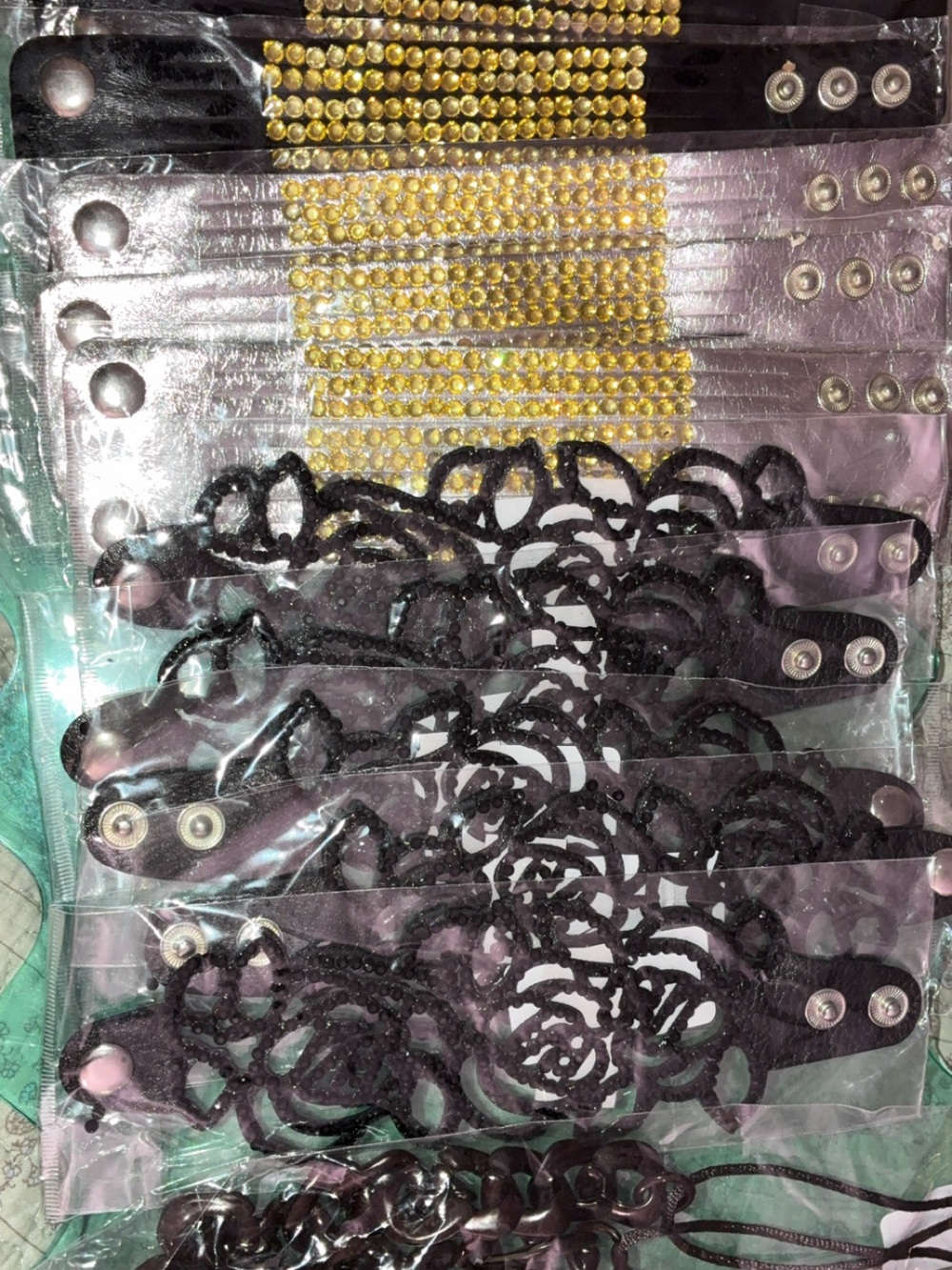 Black Floral Cutout Faux Leather Bracelet - Women Accessories